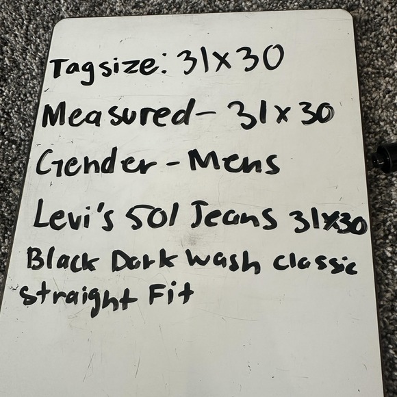 Levis 501 Jeans Mens 31x30 Black Button Fly Straight Leg Denim‎ Classic Original - Picture 15 of 16